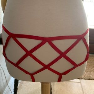 Victoria’s Secret XL Red Elastic String Panties Pink Bow Very Sexy Cheeky NWOT